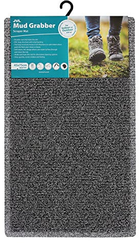 JVL Mud Grabber Fußmatte, PVC, Spaghetti, Grau und Schwarz, 45 x 75 cm