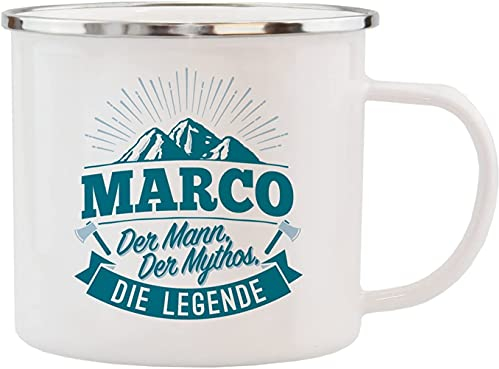 History & Heraldry Echter Kerl - Emaille Becher Marco - individuelle Tasse mit Name und Spruch
