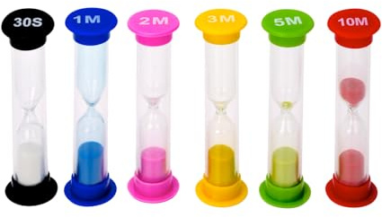 I-MART Plastic Sand Timer Sandglass Hourglass Sand Clock Timer 30 sec, 1 min, 2 mins, 3 mins, 5 mins, 10 mins (Pack of 6)
