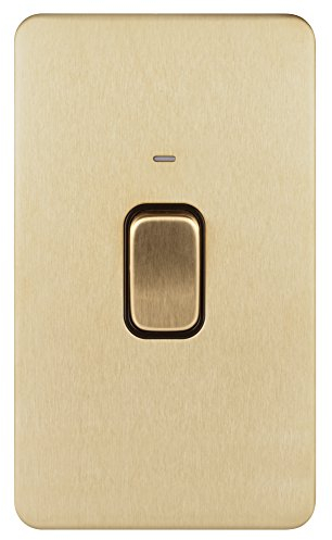 Schneider Electric GGBL4021BSB Lisse Screwless Deco 2G 50A DP SW w/ LED Ind BSB, 240 V, Satin Brass