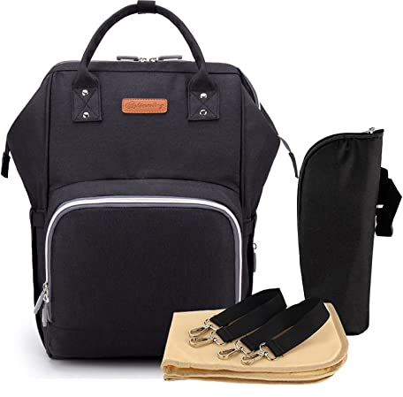 Ankommling Baby Wickelrucksack stylische Wickeltasche Rucksack mit Wickelunterlage multifunktional wasserabweisend Große Kapazität Rucksack für unterwegs