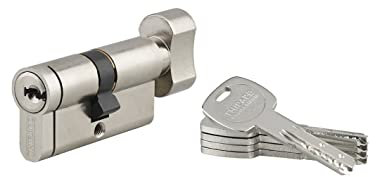 THIRARD - Cylindre de serrure à bouton Transit 2, 30Bx30mm, nickel, anti-arrachement, anti-perçage, anti-crochetage, 5 clés