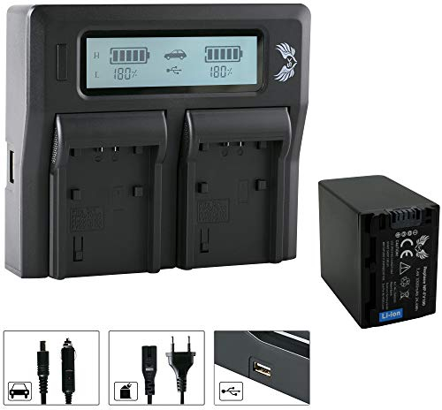 SK Akku Sony NP-FV100 3300mAh + LCD Dual Doppel Ladegerät für Sony DCR-SX85 HDR-CX900 HDR-PJ810 HDR-VG900 /// NP-FV30 NP-FV50 NP-FV70 NP-FV120