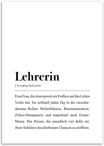 Lehrerin Poster DIN A4: Lehrerin Definition