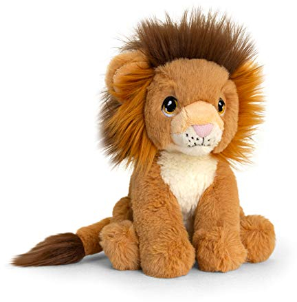Keeleco SE6231 Keel Toys Plüschtier Löwe sitzend, ca. 18 cm, aus recycelten Materialien, Augen aufgestickt aus Baumwolle, braun