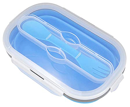 Lancoon Lonchera de silicona, a prueba de fugas, plegable, para almacenamiento de alimentos, sin BPA, apto para microondas, lavavajillas, congelador, 800 ml