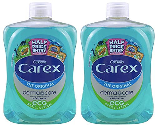 2pack of Carex 500ml Original Antibacterial Handwash Refill bottles