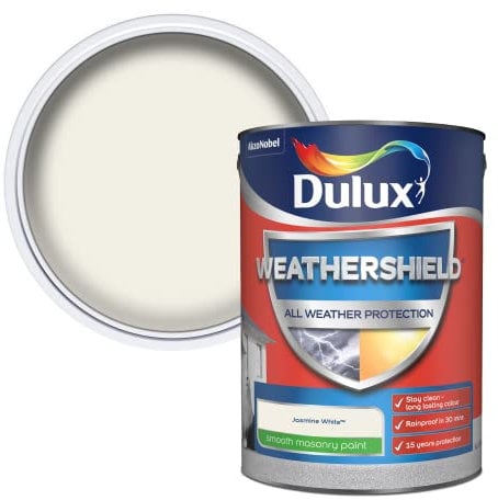 Dulux Weathershield Smooth Masonry Paint - Jasmine White - 5L