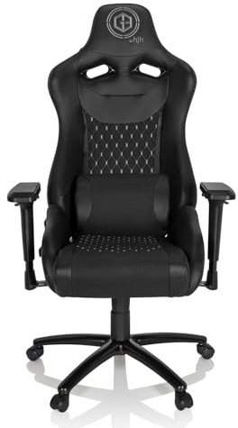hjh OFFICE 734231 Gaming Stuhl GAMEBREAKER SX 04 Kunstleder/Stoff Schwarz Drehstuhl mit hoher Rückenlehne, Liegefunktion