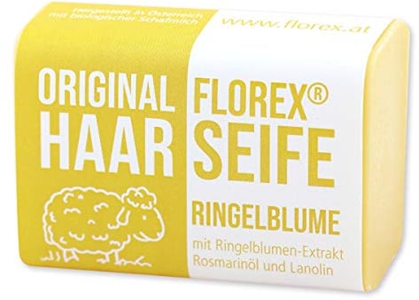 Florex Haarseife mit Schafmilch eckig 100g mit Schleife, Ringelblume