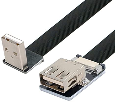 chenyang USB 2.0 Flat Cable USB 2.0 Male to Female 90 Degree Down Angled Data Transfer Charging Ribbon Flex Extension Cable Adapter 0.2M