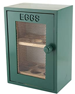 APOLLO THE HOUSEWARES BRAND FJORD Design Double Decker Egg Box - Holds 12 Eggs Securely - Painted Wood - Green/Turquoise