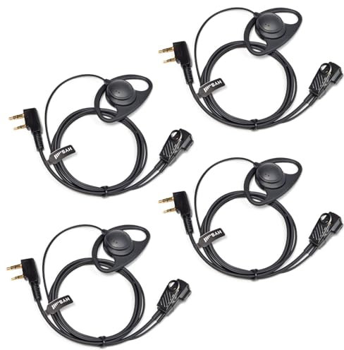 HYS D Forma 2 Pines Auriculares Compatible para Baofeng uv-5r bf-888s Quansheng UV-K5 Kenwood Walkie Talkie, Micrófono con PTT Pinganillo (D10K-4)