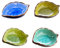 Vastsea 4 Mini-Soßenschalen, Kleine Teller, Keramik-Soßenschalen, Handgefertigte Soßenschalen in Blattform, Geeignet für Küche, Esszimmer (Hellgelb, Dunkelblau, Meerblau und Fruchtgrün)