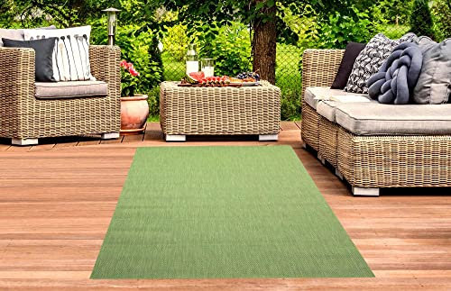 CARPETIA Indoor & Outdoor Teppich in Sisal Optik Balkon Küche Terrasse Flur Läufer Unifarben grün Größe 80x150 cm