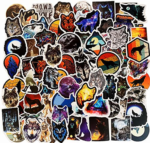 WOSHIDEFA Wolf Stickers,Cartoon Cool Animal Wolf Decorative Sticker for Computer Luggage Laptop,100PCS Wolf Stickers for Kids