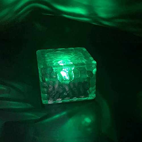 2 Stück Solar Glas Pflastersteine Bodenleuchten, Solar Bodeneinbauleuchten Eckig, Wasserdicht IP65, Automatische Ein/Aus, Wegbeleuchtung Solarlampen Für Garten, Hof, Terrasse Deko,Grün