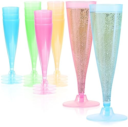 com-four® 16x Copas de champán reutilizables - Copas de champán de plástico para fiestas, campamentos y para llevar