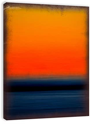 Mark Rothko berühmte Ölgemälde Reproduktion auf Leinwand (blau schwarz orange), Poster und Drucke, fertig zum Aufhängen, Farbbilder für Wohnzimmer, 60 x 90 cm, gerahmt