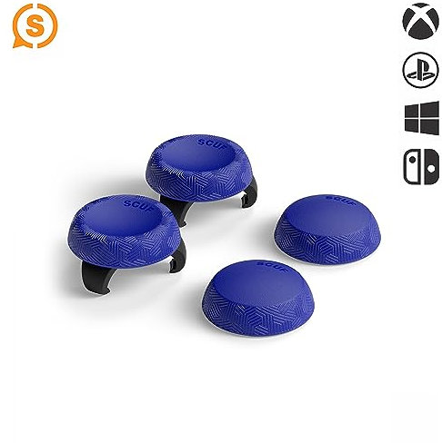 SCUF Poignées de Pouce pour Joystick de Contrôle - Pack 4 avec 2 Bases - Tactique - Joystick Thumb Grips Pour Xbox One et Xbox Series X et S, PS4, PS5, Nintendo Switch Contrôleur Pro - Bleu