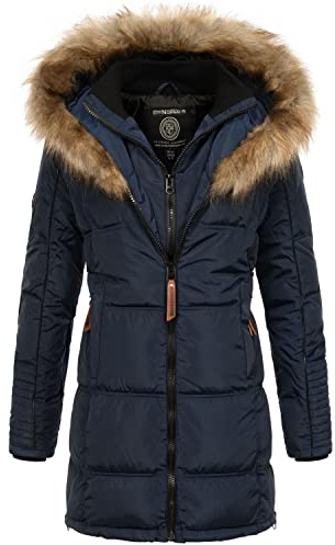 Geographical Norway Damen Winterjacke mit UD Beanie Beauti Navy L