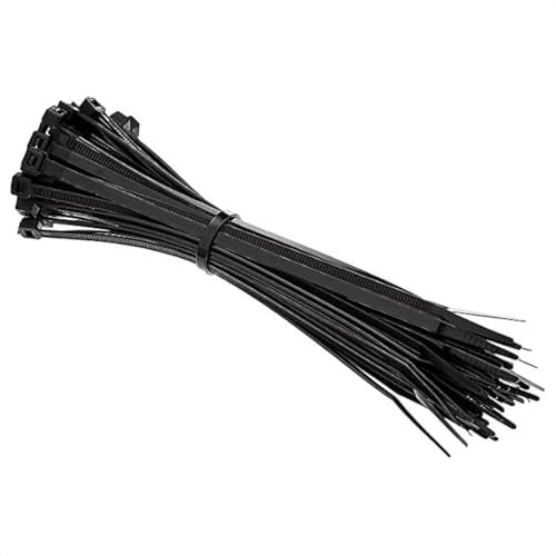 Black Cable Ties, 200mm x 2.5mm, Pack of 100, 8 Premium Nylon Zip Ties Multi-Purpose Plastic Tie Wraps Secure Self-Locking Mechanism for Home, Garden, Office and DIY by AAN