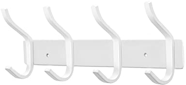 MEIJO Appendiabiti da Parete, Ganci Attaccapanni in Acciaio Inox da Muro Moderno Appendiabiti per Cameretta, Ingresso, Cucina, Bagno (4-Ganci, Bianco)