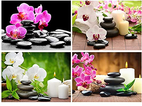 Diamond Painting Orchideen 4 Pack 50x40 cm Diamant Painting Orchideen Weiss 5D Diamant Painting Bilder Erwachsene Kinder Diamond Painting Orchidee Lila Daiments Painting Bilder Groß Malen nach Zahlen