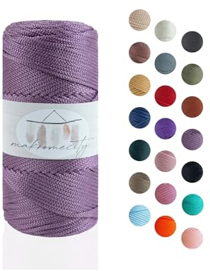 Makromecity Makramee Garn 2mm x 115m Premium Polyester Macrame Cord Polypropylene Yarn für Handwerk Wohndekorationen Platzteller Umhängetasche Handtasche Runner Schnullerkette 20 Farbe