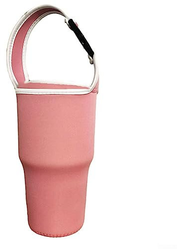 PETSTIBLE 850 ml Tumbler Carrier Holder,Pink Tumbler Carrier Holder with Shoulder Strap,Portable Neoprene Sleeve Water Bottles Cup Carrier Pouch