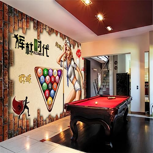 POCHY Personnalisé Billard Salles Sexy Beauté 3D Brique Mur Fond Mural Papier Peint Salle De Billard Décor Industriel Papier Peint 3D-200Cmx140Cm