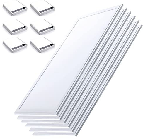 Europalamp - 6DL12030-02+cadre_NEW - 6 Dalles LED 40W 120x30 PMMA Blanc Neutre 4000k + 6 Kits de pose en saillie