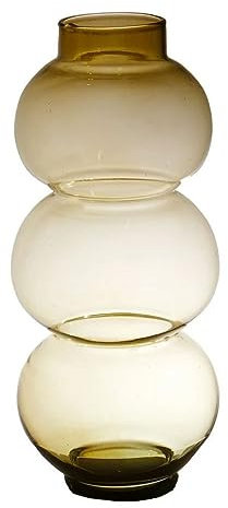 INNA-Glas Kugelige Glas Vase HERIBETO, recycelt, orange-braun-klar, 40 cm, Ø 16 cm - Farbige Vase