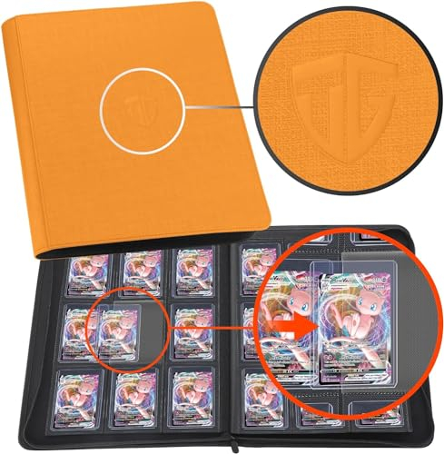 TCGUARD Toploader Sammelkarten Album für 216 Toploader, 9 Fächer Toploader Binder mit Hüllen für 3x4 Rigid Toploader Card, Trading Card Binder für TCG, MTG-Karten, Kartensammelalben (Orange)
