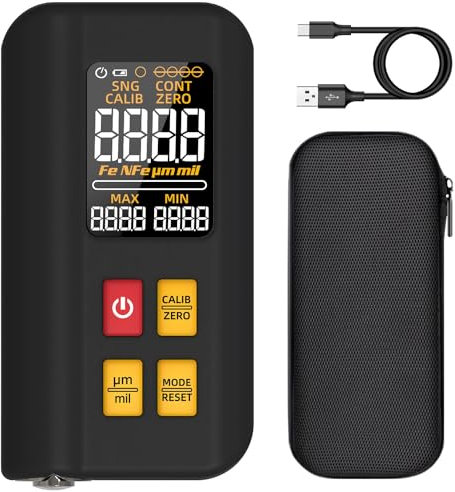 BSIDE T2X Spessimetro Digitale Ricaricabile Misuratore di Spessore del Rivestimento con Triplo Display a Colori 0-1500µm Fe/NFe Singolo/Continuo Mini Tester di Spessore per Vernice Auto Nave Metalli