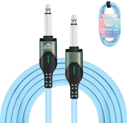 EASTROCK 1/4 Inch TRS Guitar Instrument Cable 10 Ft Straight to Straight Guitar Cord for Electric Guitar, Bass, AMP, Keyboard, Speaker, Mixer(10 Foot Blue)
