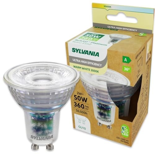 SYLVANIA GU10 LED Warmweiß 3000K | A-Energieklasse | Ersatz für 50W | GU10 Lampe, Dimmbar:Nein