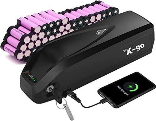 (UK Warehouse)Electric Bike Battery 48V 15Ah Lithium Ion with BMS and Charger Compatible with 250W 500W 750W 1000W Motors 5 Pin Base Plate USB Port and Power Switch