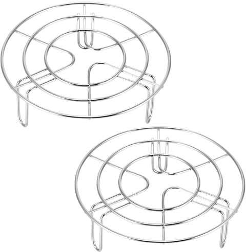 PZJFH Round Steam Rack Air Fryer Rack, 2PCS Stainless Steel Steamer Insert, Cake Rack,Multi-Purpose Cooking Cooling Racks for Air Fryer, Microwave Oven, Steamer, Pressure Cooker, Kitchen Accessories