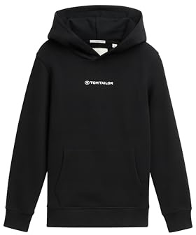 TOM TAILOR Jungen Kinder Hoodie mit Logo-Schriftzug, 36423 - Heavy Black, 128