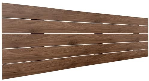 DHOME Recyceltes MDF Holz Kopfteil im Palettenstil Horizontales Bed Pallets Beschläge inklusive (160cm, Walnussholz)