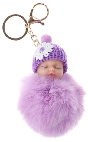WRITWAA Violet Plush Doll Keychain - Soft Cartoon Tassel Key Ring for Kids Cute Accessory for Bags Home Decor and Party Favors
