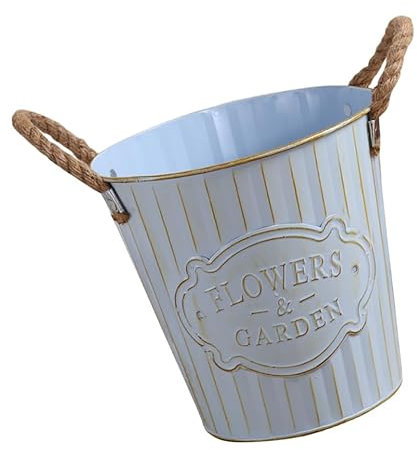 Milisten Großer Retro-blecheimer Pflanzkübel Blumentopf Aus Eisen Seil Metall Blumeneimer Für Die Inneneinrichtung