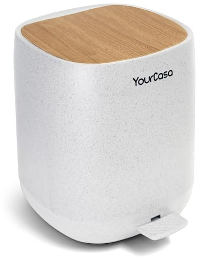 YourCasa papelera baño pequeña 5L - 30% menos de plástico - papelera diseño moderno - cubo basura baño wc papelera papeleras - cubo baño - basuras para baño basurero papelera baño Blanco