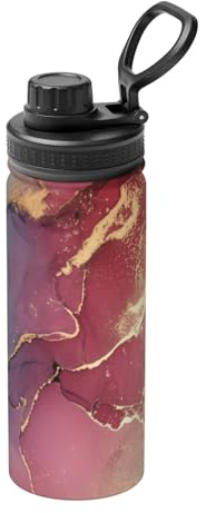 Isolierte Wasserflasche mit Marmor-Texturdruck, 400 ml, Edelstahl, Sport-Trinkflasche für Reisen, Fitnessstudio