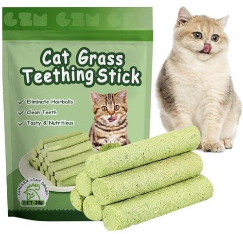 Gras-Beißstab, 30 g, Haustier-Snacks, Haarballentfernung, mildes Haar, Zahnreihe zum Reinigen, Reinigung von Silbervinen, Schnuller, Katzen, Unkraut, Pappstab, Reinigung, Atem, Kätzchen, Atemkissen, C