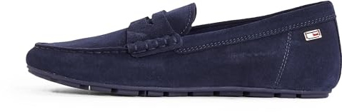 Tommy Hilfiger Damen Driver Schuh Flag Soft Suede Loafer Elegant, Blau (Space Blue), 40