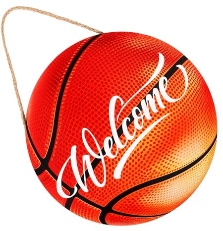 VINTORKY Round Basketball Welcome Sign Sports Decor for Home Farmhouse Ornament Easy to Plaque for Offices Restaurants and Basketball Fans Fade-resistant Design