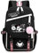 Roffatide Anime Kuromi Print Business Casual Laptop Schultern Rucksack Reise Wandern Daypacks Rucksack 17 Zoll Schwarz (mit niedlichen Anhängern)