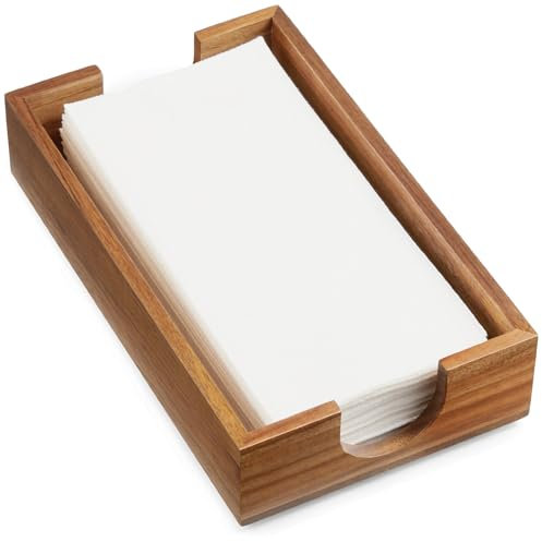 Napkin Holder for Bathroom, Acacia Wooden Guest Towel Holder Tray for Bathroom, Disposable Paper Hand Towel Holder for Bathroom Accessories, Dinner Napkin Holder for Kitchen Table Party